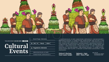 Ilustración de Kulon Progo Idea de diseño de diseño de cultura de Yogyakarta para redes sociales o eventos - Imagen libre de derechos