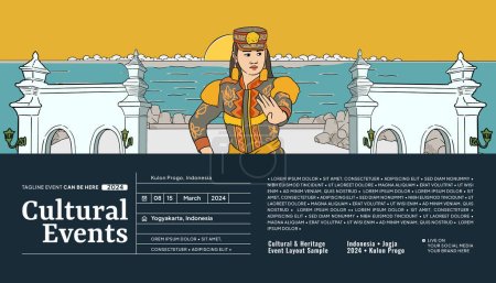 Téléchargez les illustrations : Kulon Progo Yogyakarta conception de la culture idée de mise en page pour les médias sociaux ou le contexte de l'événement - en licence libre de droit