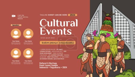 Ilustración de Plantilla de diseño cultural creativo fondo con cultura Kulon Progo - Imagen libre de derechos