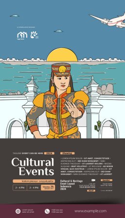 Téléchargez les illustrations : Modèle de mise en page de conception culturelle créative arrière-plan avec la culture Kulon Progo - en licence libre de droit