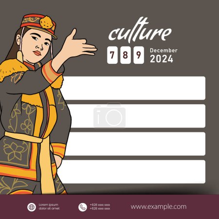 Illustration for Angguk dance from kulonprogo design layout idea Indonesia culture - Royalty Free Image