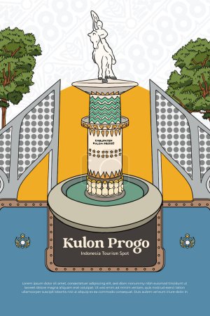 Ilustración de Kulon Progo Idea de diseño de diseño de cultura de Yogyakarta para redes sociales o eventos - Imagen libre de derechos