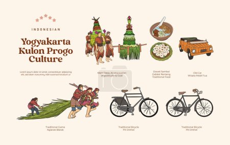 Ilustración de Indonesia aislada Kulon Progo cultura dibujado a mano Ilustración - Imagen libre de derechos