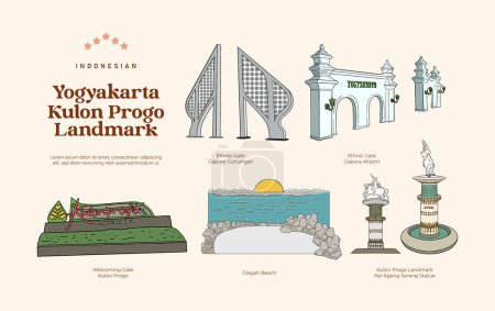 Ilustración de Indonesia aislada Yogyakarta Kulon Progo culture Ilustración - Imagen libre de derechos