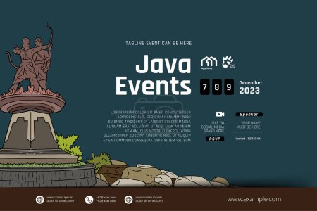 Ilustración de Cultural Event design layout template background with illustration of Solo Central Java Culture - Imagen libre de derechos