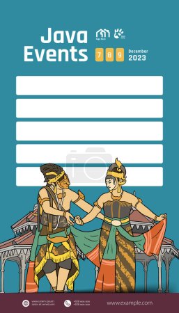 Illustration for Social Media Post Idea Template with Indonesian illustration of Solo Culture Central Java - Royalty Free Image