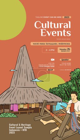Téléchargez les illustrations : Indonésie Nusa Tenggara idée de mise en page de conception pour les médias sociaux ou le contexte de l'événement - en licence libre de droit