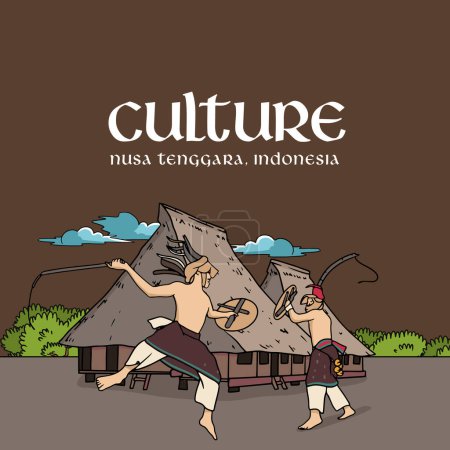 Ilustración de Indonesia Nusa Tenggara idea de diseño para redes sociales o eventos - Imagen libre de derechos