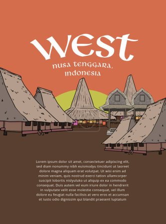 Téléchargez les illustrations : Evénement culturel modèle de mise en page arrière-plan avec illustration indonésienne de Nusa Tenggara - en licence libre de droit
