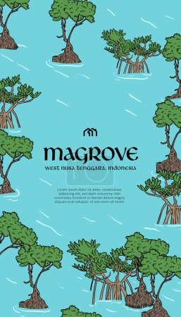 Téléchargez les illustrations : Modèle d'idée de mise en page d'illustration de mangrove - en licence libre de droit