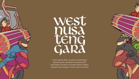 Téléchargez les illustrations : Vintage Indonésie West Nusa Tenggara idée de mise en page de conception pour les médias sociaux ou affiche de l'événement - en licence libre de droit