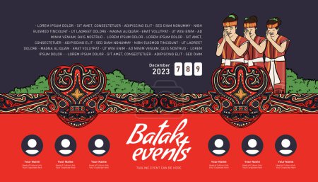 Téléchargez les illustrations : Vintage Indonésie Bataknese idée de mise en page de conception pour les médias sociaux ou affiche de l'événement - en licence libre de droit