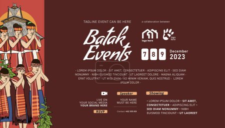 Illustration for Vintage Indonesia Bataknese design layout idea for social media or event poster - Royalty Free Image