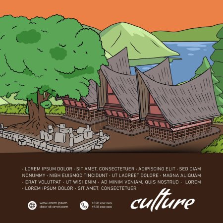 Ilustración de Batak Sumatera del Norte Indonesia Cultura Ilustración idea de diseño - Imagen libre de derechos