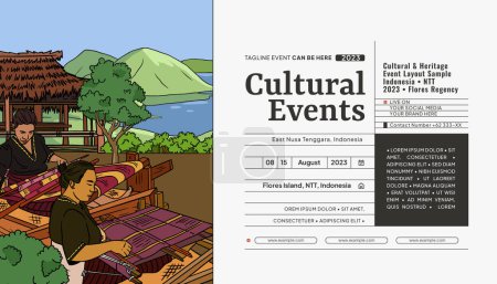 Illustration for Creative Cultural design layout template background with Indonesian illustration of East Nusa Tenggara - Royalty Free Image