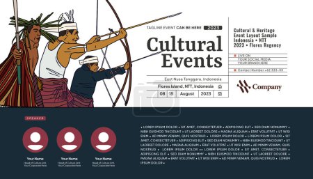 Téléchargez les illustrations : Modèle de conception culturelle créative avec illustration indonésienne de East Nusa Tenggara - en licence libre de droit
