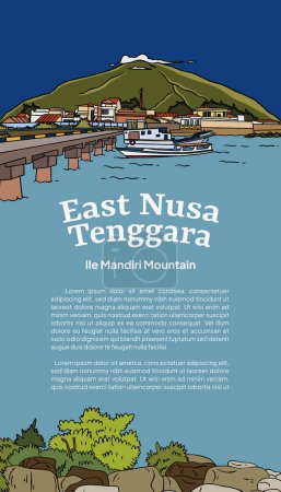 Téléchargez les illustrations : Modèle d'idée de message de médias sociaux avec illustration indonésienne de East Nusa Tenggara - en licence libre de droit