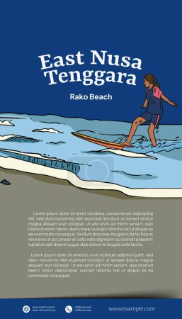 Illustration for Social Media Post Idea Template with Indonesian illustration of East Nusa Tenggara - Royalty Free Image