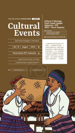 Ilustración de Vintage Indonesia West Nusa Tenggara design layout idea para redes sociales o póster de eventos - Imagen libre de derechos