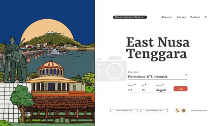 Ilustración de Diseño étnico de Landing Page con ilustración de la Isla Flores - Imagen libre de derechos