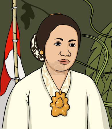 Téléchargez les illustrations : Illustration de portrait Kartini. Joyeuse journée des héros nationaux indonésiens - en licence libre de droit