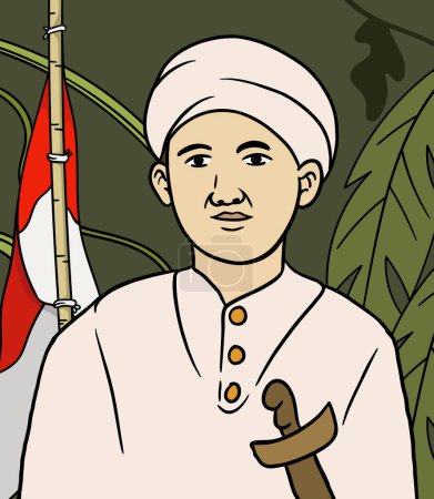 Illustration for Riau hero portrait illustration. Happy Indonesian National Heroes day - Royalty Free Image