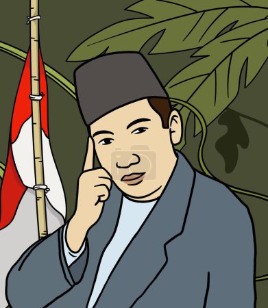 Illustration for North Sumatera hero portrait illustration. Happy Indonesian National Heroes day - Royalty Free Image