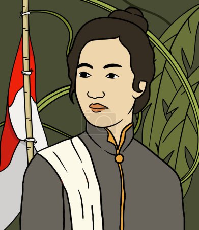 Ilustración de Retrato de Cuk Nyak Mutia ilustración. Feliz Día de los Héroes Nacionales de Indonesia - Imagen libre de derechos