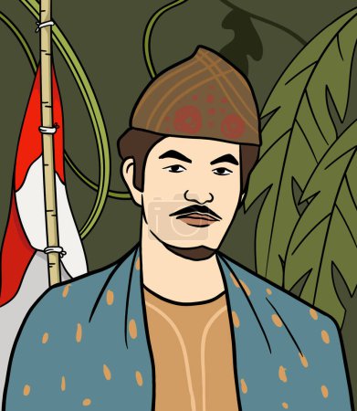 Ilustración de Ilustración de retratos de héroes de Sumatera del Sur. Feliz Día de los Héroes Nacionales de Indonesia - Imagen libre de derechos