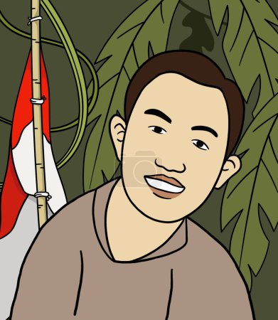 Ilustración de Ismail Marzuki retrato ilustración. Feliz Día de los Héroes Nacionales de Indonesia - Imagen libre de derechos