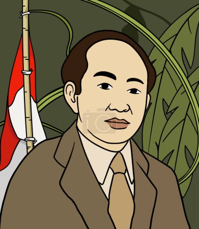 Ilustración de Ilustración de retratos de Sutomo. Feliz Día de los Héroes Nacionales de Indonesia - Imagen libre de derechos