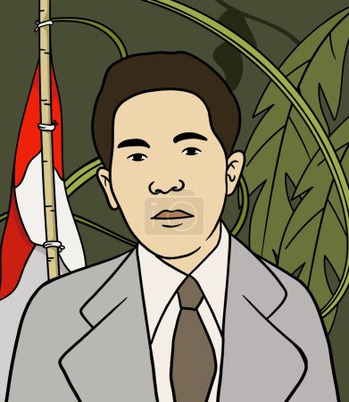 Ilustración de Ilustración de retratos del héroe de East Nusa Tenggara. Feliz Día de los Héroes Nacionales de Indonesia - Imagen libre de derechos