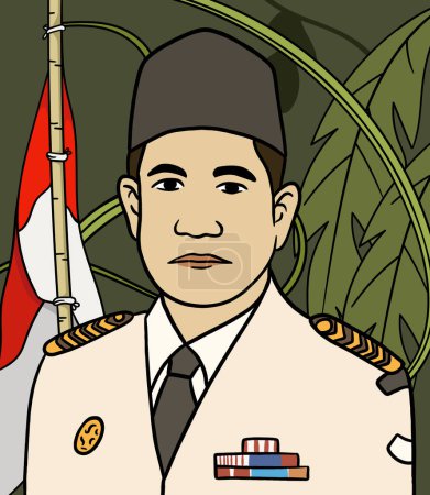 Ilustración de Ilustración del retrato del héroe de Kalimantan central. Feliz Día de los Héroes Nacionales de Indonesia - Imagen libre de derechos