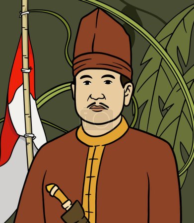 Illustration for West Kalimantan hero portrait illustration. Happy Indonesian National Heroes day - Royalty Free Image