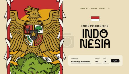 Illustration for Selamat hari kemerdekaan Indonesia. translation happy indonesian independence day illustration landing page - Royalty Free Image