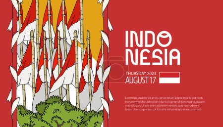 Téléchargez les illustrations : Selamat hari kemerdekaan Indonésie. traduction heureux indonésien indépendance jour illustration page de renvoi - en licence libre de droit
