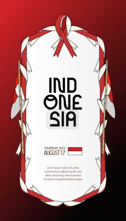 Illustration for Selamat hari kemerdekaan Indonesia. translation happy indonesian independence day illustration social media post - Royalty Free Image