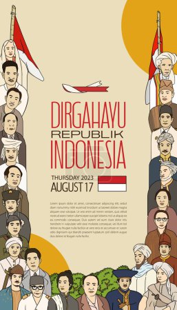 Illustration for Selamat hari kemerdekaan Indonesia. translation happy indonesian independence day illustration social media post - Royalty Free Image