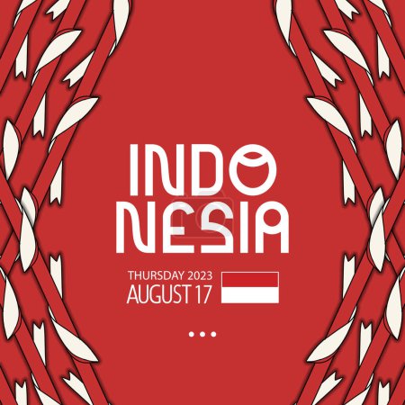 Ilustración de Feliz día de la independencia de Indonesia ilustración de fondo dibujado a mano - Imagen libre de derechos