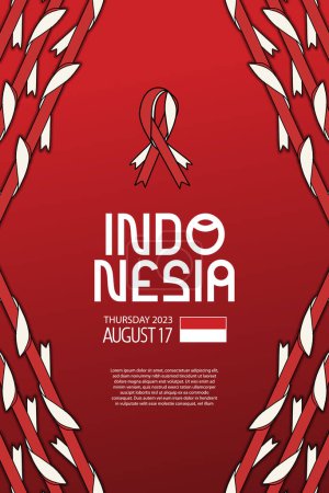 Téléchargez les illustrations : Affiche indonésienne rouge blanc illustration de fond - en licence libre de droit