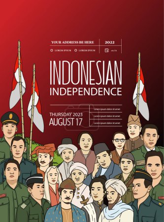 Téléchargez les illustrations : Dirgahayu kemerdekaan Republik Indonesia. traduction heureux indonésien indépendance jour illustration - en licence libre de droit