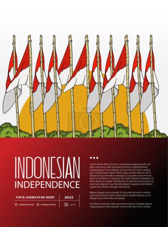 Téléchargez les illustrations : Dirgahayu kemerdekaan Republik Indonesia. traduction heureux indonésien indépendance jour illustration - en licence libre de droit