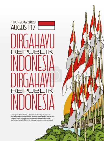 Ilustración de Dirgahayu kemerdekaan República Indonesia. traducción feliz día de la independencia de Indonesia ilustración - Imagen libre de derechos