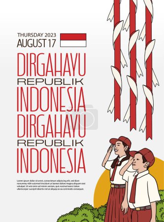 Illustration for Dirgahayu kemerdekaan Republik Indonesia. translation happy indonesian independence day illustration - Royalty Free Image