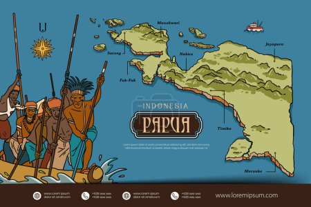 Illustration for Papua Indonesia maps illustration. Indonesia Island design layout - Royalty Free Image