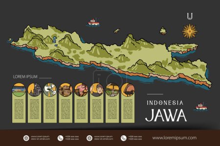 Ilustración de Javanese Indonesia maps illustration. Diseño de Indonesia Island - Imagen libre de derechos