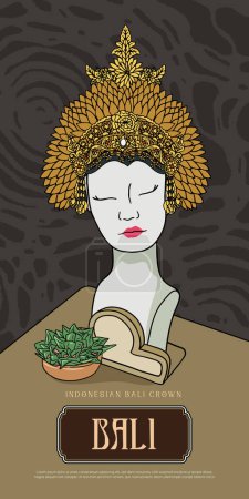 Téléchargez les illustrations : Illustration traditionnelle indonésienne de couronne de mariage. Chapeau traditionnel balinais - en licence libre de droit