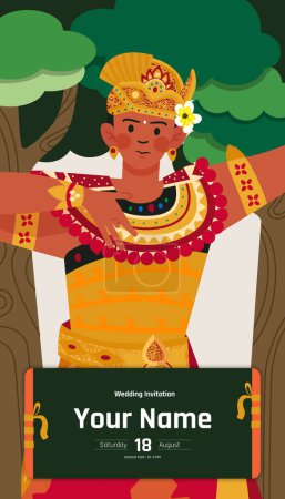 Illustration for Balinese male Wedding dress illustration Flat style design - Royalty Free Image