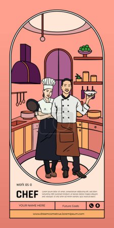Illustration for Indonesian chef hand drawn illustration design layout for magazine book - Royalty Free Image