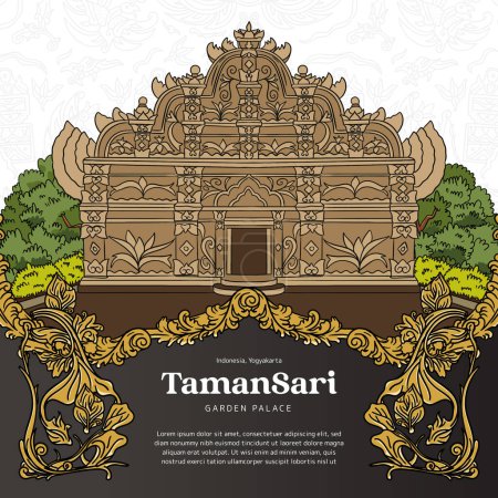 Ilustración de Yogyakarta Tamansari Garden Palace Indonesian Tourism spot illustration - Imagen libre de derechos